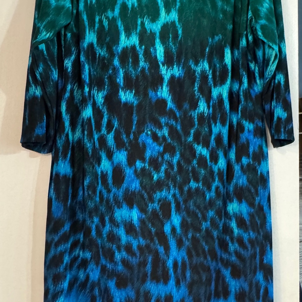 Chico's Vibrant Blue and Green Animal Print dress